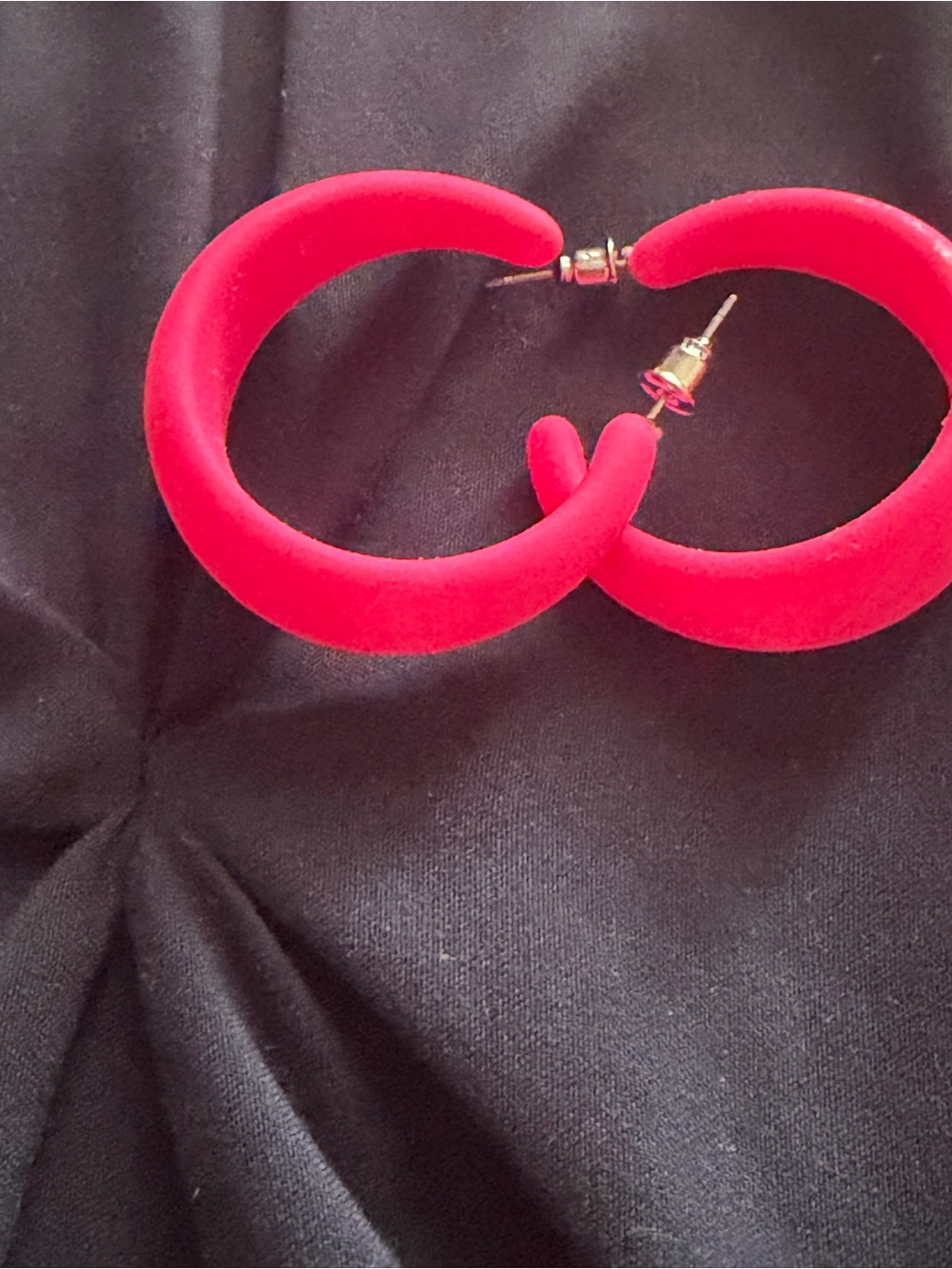Bold Red Velvet Hoop Earrings - Women Jewelry